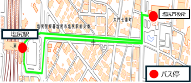 塩尻駅～塩尻市役所ルート